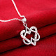 Silver Plated Brass Cubic Zirconia Heart To Heart Pendant Necklaces NJEW-BB16170-5