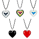 Fibloom 5pcs 5 couleurs coeur verre pendentif colliers sertis de cordon ciré pour les femmes NJEW-FI0001-05-1
