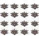 Ph pandahall tapas de abalorios con forma de flor de latón de múltiples pétalos bronce antiguo 16x8 mm alrededor de 20 piezas KK-PH0004-24AB-1
