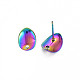 Colori arcobaleno 304 orecchini a bottone in acciaio inossidabile STAS-N098-020-5