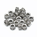 Tailandia 925 cuentas de plata de ley., Abalorios de grande agujero, columna, plata antigua, 8x5mm, agujero: 4.5 mm