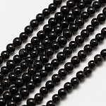 Natural Black Onyx Round Bead Strands, Dyed, 3mm, Hole: 0.8mm, about 116pcs/strand, 15.5 inch