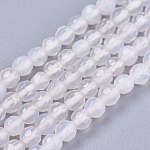 Chapelet de perles rondes en agate naturelle, teinte, facette, blanc antique, 4mm, Trou: 0.9mm