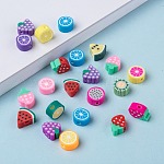 Handmade Polymer Clay Fruit Theme Beads, Mixed Color, 7~12x8~10x4~5mm, Hole: 2mm
