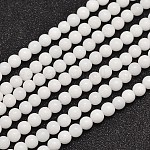 Chapelets de perles en jade de malaisie naturelle, teints et chauffée, ronde, blanc, 4mm, Trou: 0.8mm, Environ 92 pcs/chapelet, 15 pouce