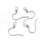 304 Stainless Steel French Earring Hooks, Flat Earring Hooks, Ear Wire, with Horizontal Loop, Stainless Steel Color, 16x18.5x3mm, Hole: 2mm, 21 Gauge, Pin: 0.7mm