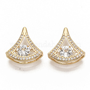 Brass Micro Pave Clear Cubic Zirconia Charms ZIRC-T011-18G-NF