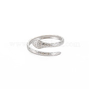 304 Stainless Steel Snake Open Cuff Ring for Women RJEW-S405-179P