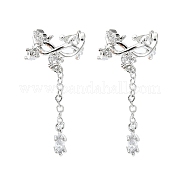 Серьги-каффы из латуни с микропаве и кубическим цирконием EJEW-C086-08P
