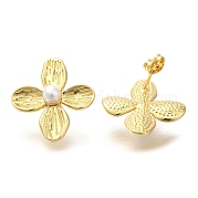 Серьги-гвоздики из латуни с покрытием из цветочной стойки EJEW-L097-25G