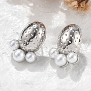 Овальные серьги-гвоздики из латуни EJEW-R016-07P