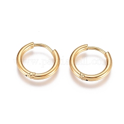 Orecchini a cerchio huggie in acciaio inossidabile 304, con perno in acciaio inossidabile chirurgico 316, placcatura ionica (ip), anello, oro, 14x2mm, 12 gauge, ago :0.9mm