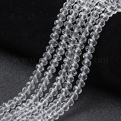 Chapelets de perles en verre, facette abaque, rondelle, clair, 10x8mm, Trou: 1mm, Environ 60~61 pcs/chapelet, 46~48 cm