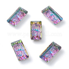 Colgantes de rhinestone de vidrio en relieve, Rectángulo, facetados, volcán, 14x7x4.2mm, agujero: 1.5 mm
