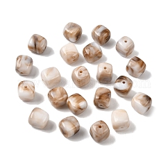 Abalorios acrílicos opacos, de piedras preciosas de imitación, cubo, dos tonos, burlywood, 17x15.5x15.5mm, agujero: 3 mm, 143 unidades / 500 g