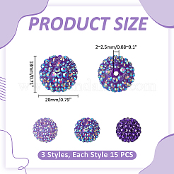 45 Stück 3 Farben Harz Strass Bubblegum Ball Perlen&nbsp;RESI-ME0001-38