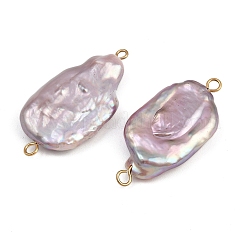 Natürliche Süßwasserperle Keshi Perlennuggets Verbinder Charms&nbsp;STAS-D378-14G