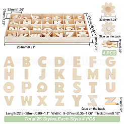 Unfertige Holzalphabet- und Blumenpuzzles&nbsp;DIY-WH0366-07