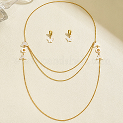 Sets aus Ohrsteckern und mehrreihigen Halsketten aus einer Legierung mit Muschelmuster für Damen&nbsp;LV7611