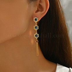 Boucles d'oreilles à tige en acier inoxydable avec pompon en forme de fleur et de mauvais œil&nbsp;QH9195
