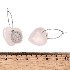 Boucles d'oreilles créoles en quartz rose naturel et acier inoxydable 304 pour femmes&nbsp;EJEW-G475-04P-05