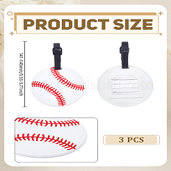 3 etiqueta de equipaje de PVC estilo balón deportivo&nbsp;AJEW-LP0010-88