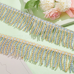 Zweifarbiger Fransenbesatz aus gedrehtem Seil aus Polyester&nbsp;DIY-WH0304-703E