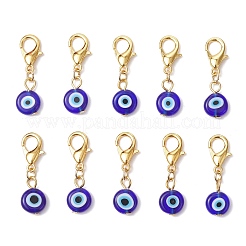 10 pendentif rond et plat en lampwork fait à la main&nbsp;HJEW-JM03489-05