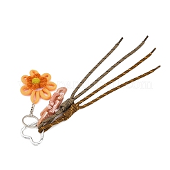 Décorations suspendues en corde de polyester et tissées à la main avec des fleurs&nbsp;HJEW-JM04422-03