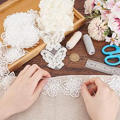 2 Stile Blumen- und Schmetterlings-Organza-Spitzenbesatz mit Kunstperlen aus Harz&nbsp;OCOR-PH0004-62