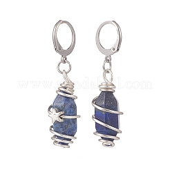5 par de aretes colgantes de bala con piedras naturales mixtas de 5 estilos&nbsp;EJEW-JE05067