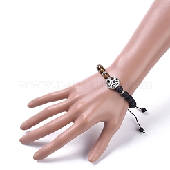 Natürliche Lava Rock & Tiger Eye Perlen verstellbare geflochtene Armbänder&nbsp;BJEW-JB04987-04