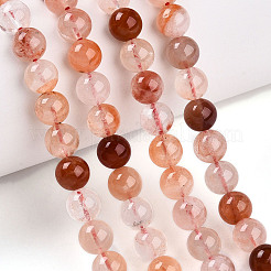 Fili di perle di quarzo ematoide rosso naturale&nbsp;G-T140-6mm-01