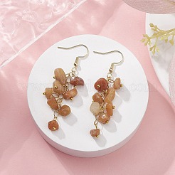 Orecchini pendenti con scaglie di avventurina rossa naturale&nbsp;EJEW-JE05266-06