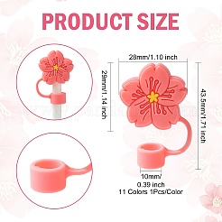 11 bouchon de paille en silicone à fleurs de 11 couleurs&nbsp;SIL-CJ0002-80