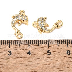 Messing-Mikropavé-Anhänger mit klaren Zirkonia-Delfin-Verbindungsgliedern&nbsp;XGRQ3K383-568G