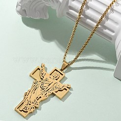 201 Edelstahl-Halsketten mit Religionsanhänger&nbsp;NJEW-Z058-04G