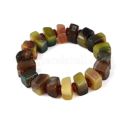 Braccialetti elasticizzati unisex in resina con perline quadrate e rondelle di agata naturale (tinta e riscaldata)&nbsp;BJEW-Q101-02C
