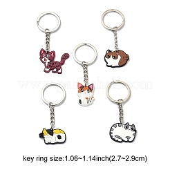 5 Stück 5 Stile niedlicher Cartoon-PVC-Kunststoff-Katzen-Anhänger-Schlüsselanhänger&nbsp;KEYC-YW0001-17