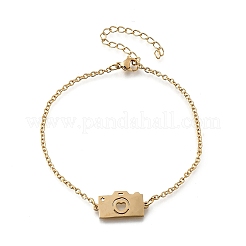 201 braccialetti con maglie a forma di cuore in acciaio inossidabile&nbsp;BJEW-B128-04G