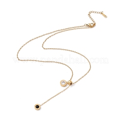 Collar de lariat con colgantes de números romanos de circonita cúbica negra y transparente&nbsp;NJEW-G074-48G