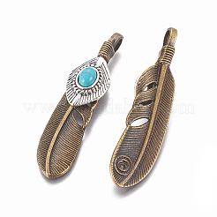 Aleación de estilo tibetano grandes colgantes&nbsp;TIBEP-G010-01AB