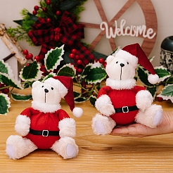 Statuette di peluche di natale in stoffa orsetto&nbsp;PW-WG14EBC-01