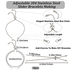 10 Stück 304 Edelstahl Schiebearmband/Bolo-Armbänder machen&nbsp;STAS-BBC0004-66