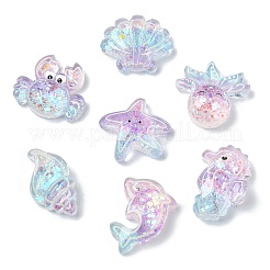 35 Stück 7 Stile leuchtende transparente Harz-Pailletten-Cabochons&nbsp;RESI-CJ0005-33