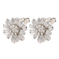 Valentinstag-Ohrstecker aus Messing mit Blumenmotiv&nbsp;EJEW-D351-03P