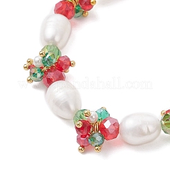 Pulseras navideñas de cuentas de vidrio&nbsp;BJEW-TA00688