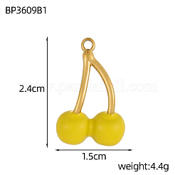 Pendentifs en émail et acier inoxydable 304 avec breloques cerises&nbsp;STAS-OY004-11G