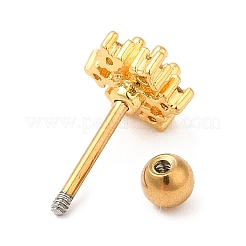 Messing Micro Pave klare Zirkonia Ohrstecker&nbsp;EJEW-L265-04G