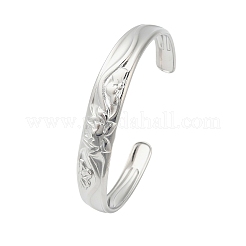 Bracelets manchettes en acier inoxydable 304 de 12 mm en forme de fleur de lotus pour femmes&nbsp;BJEW-P359-01P